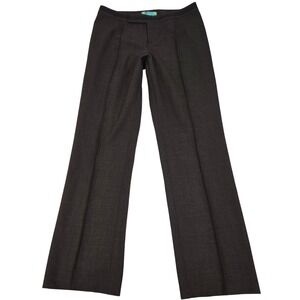 Beth Bowley Pants 10 Brown Wool Blend Dress Trousers Made in USA Flat Front
